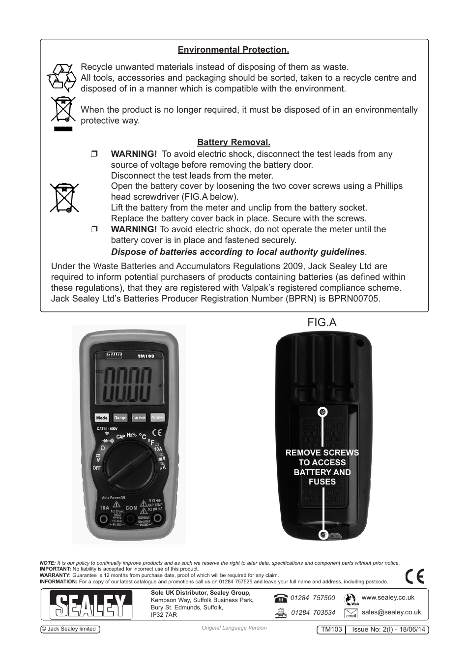 Fig.a | Sealey TM103 User Manual | Page 8 / 8