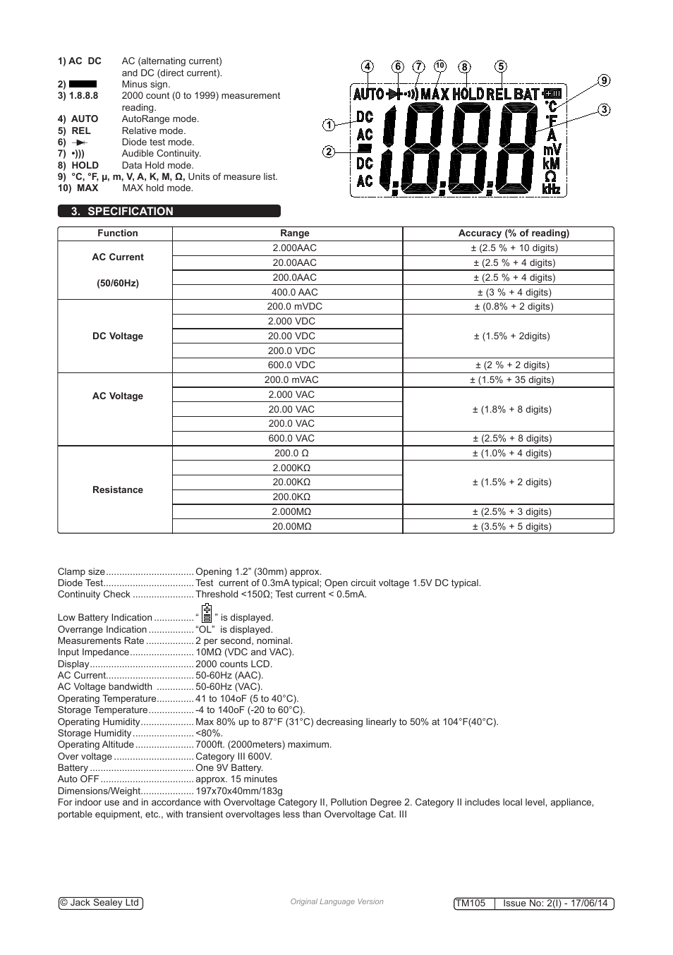 Sealey TM105 User Manual | Page 3 / 5