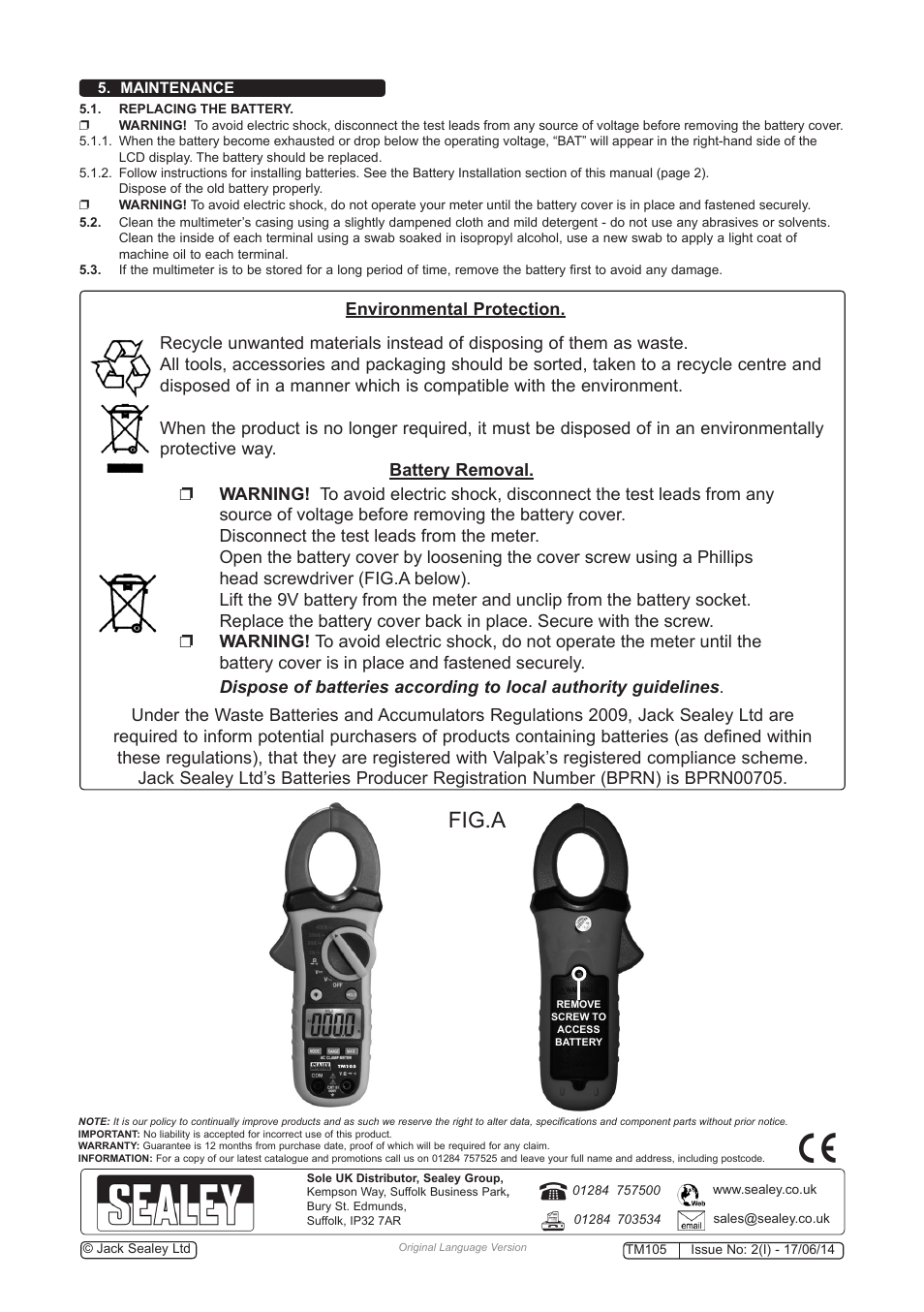 Fig.a | Sealey TM105 User Manual | Page 5 / 5