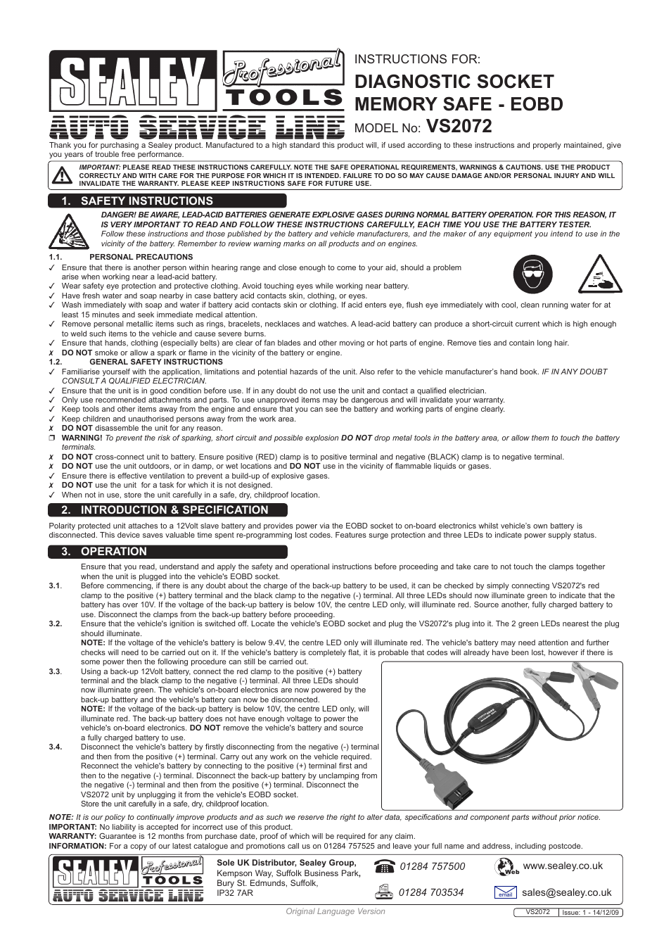 Sealey VS2072 User Manual | 1 page