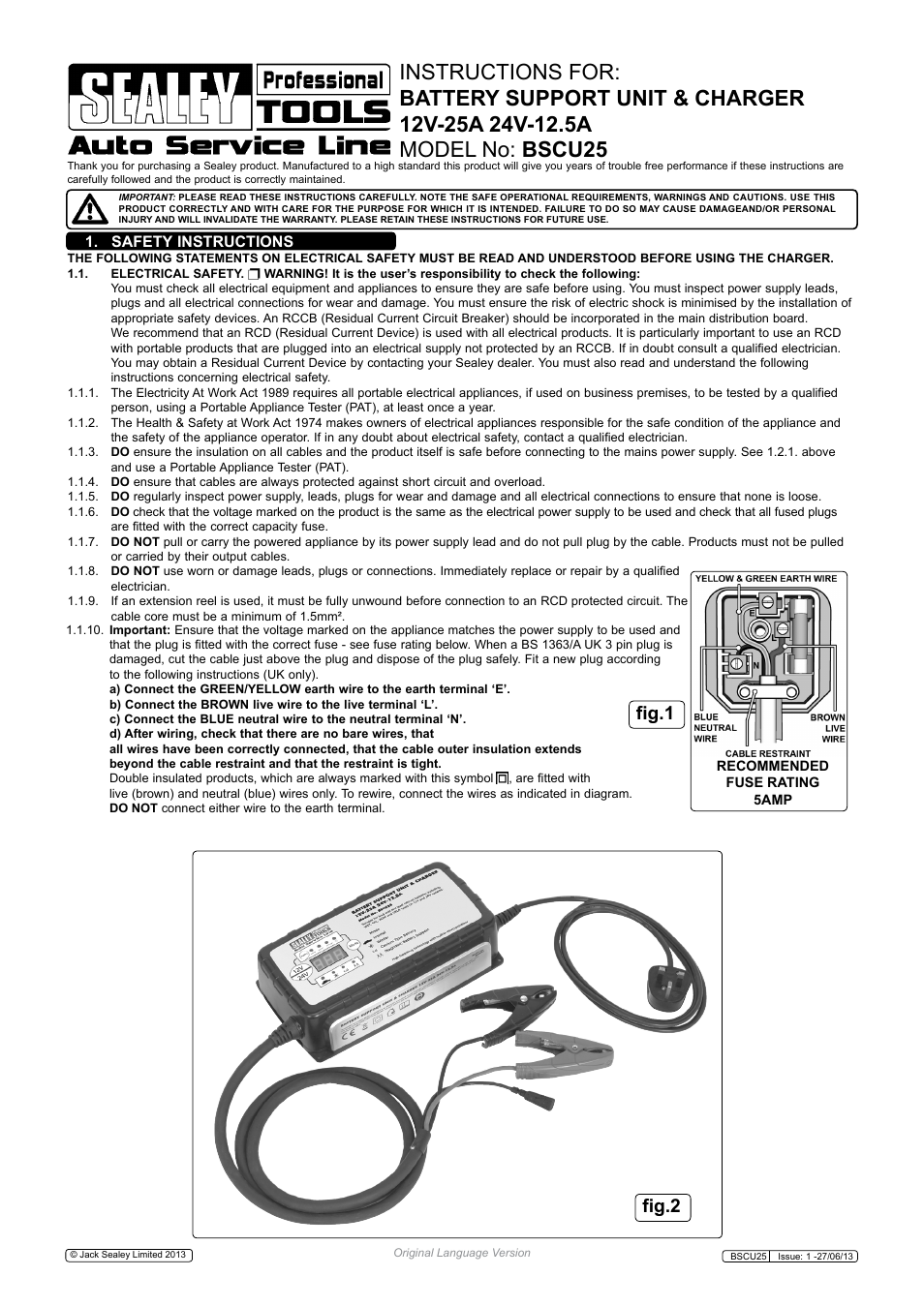 Sealey BSCU25 User Manual | 5 pages