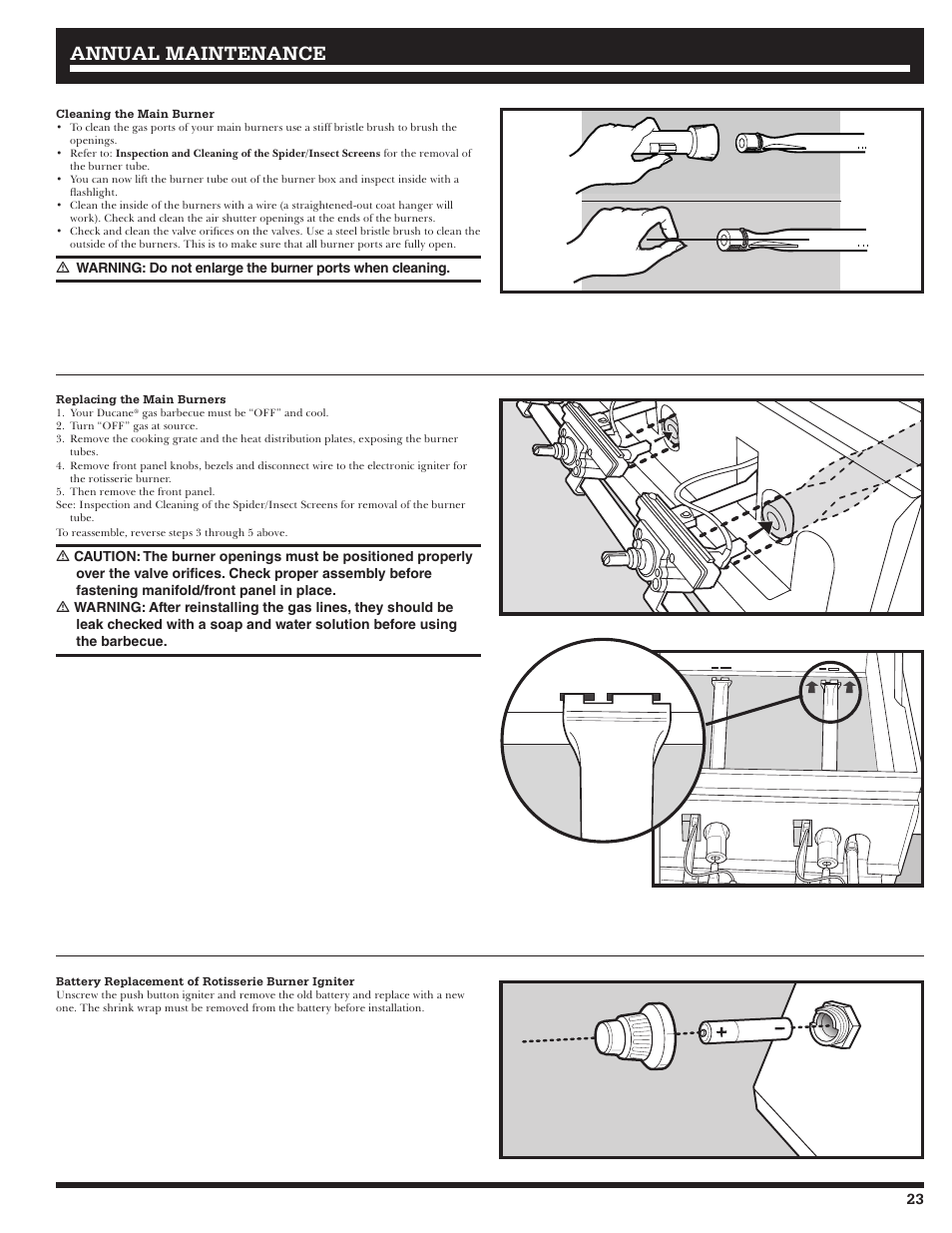 Annual maintenance | Ducane Gass Grill 20529916 User Manual | Page 23 / 60