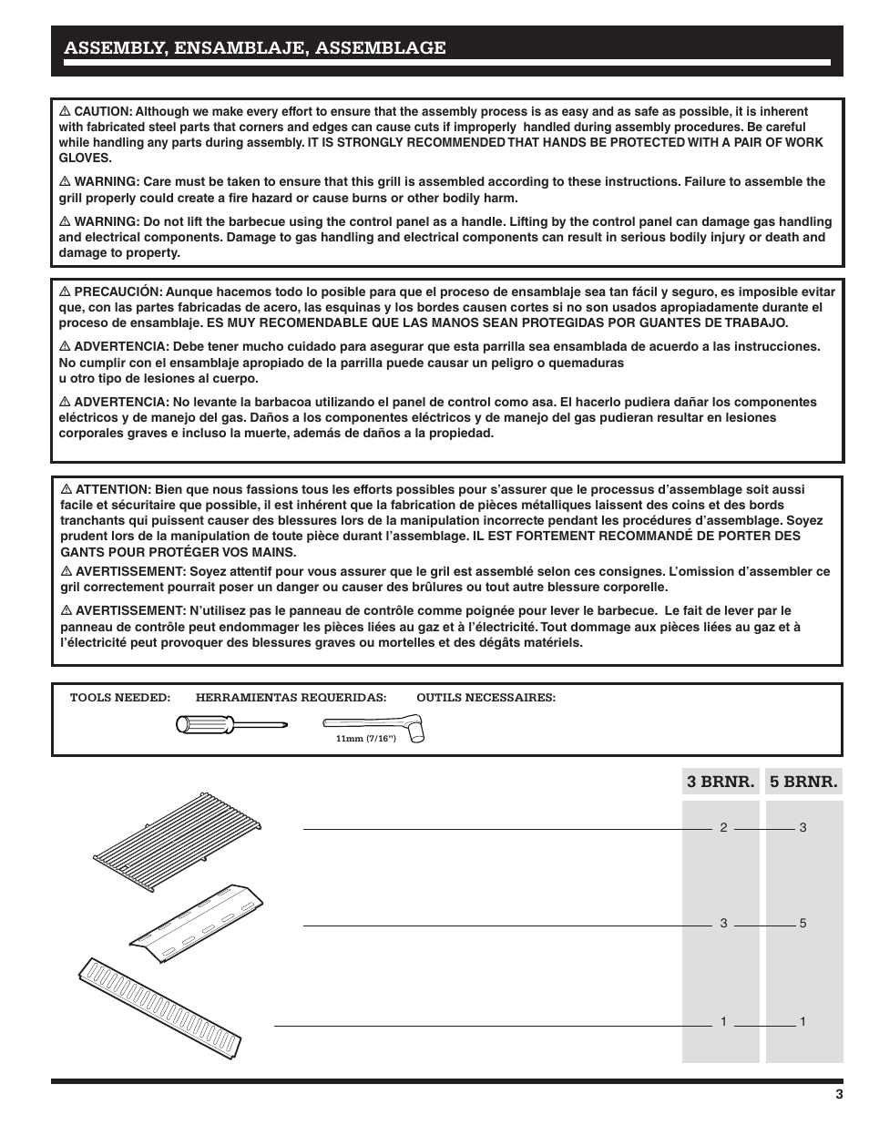 Assembly, ensamblaje, assemblage | Ducane Gass Grill 20529916 User Manual | Page 3 / 60