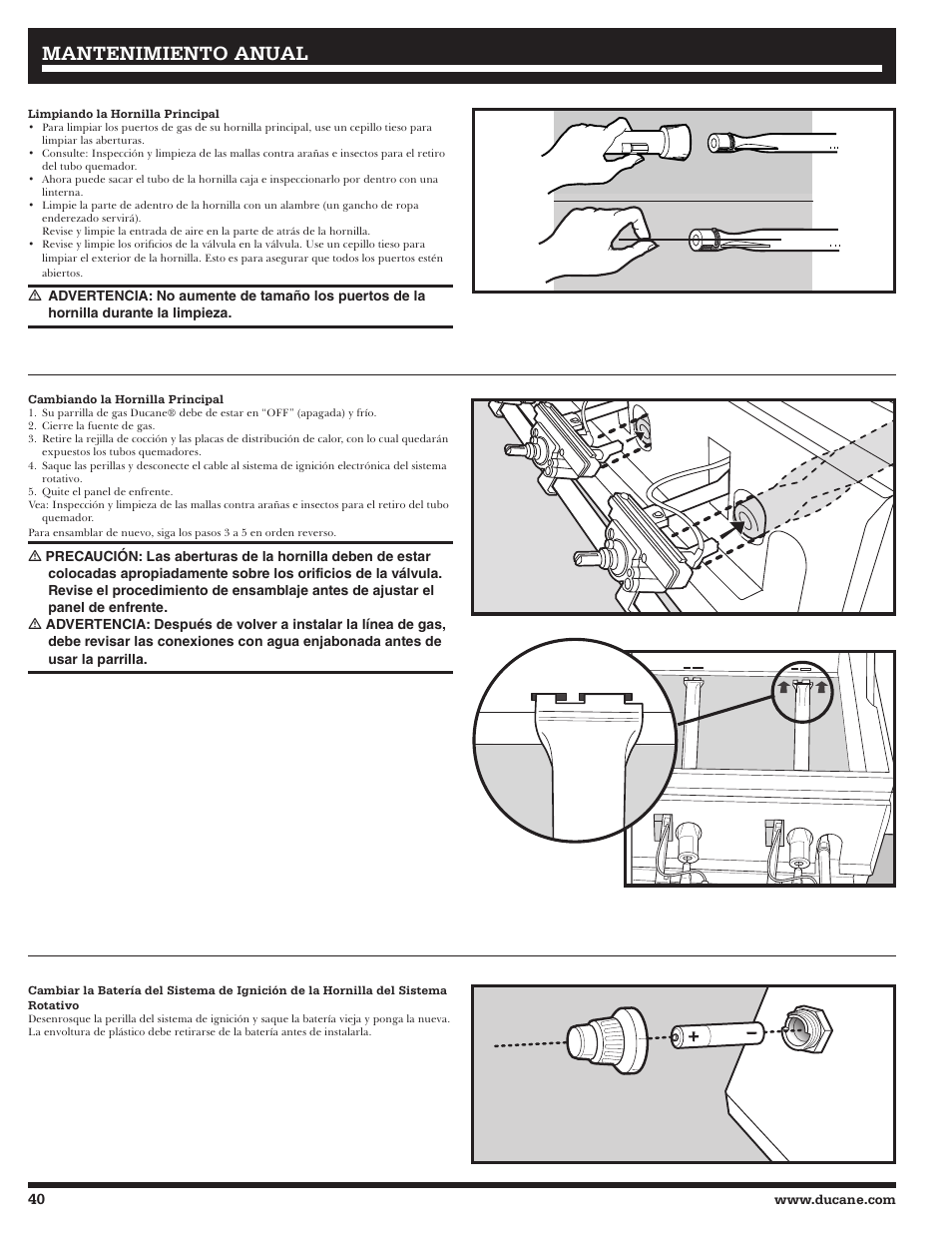 Mantenimiento anual | Ducane Gass Grill 20529916 User Manual | Page 40 / 60