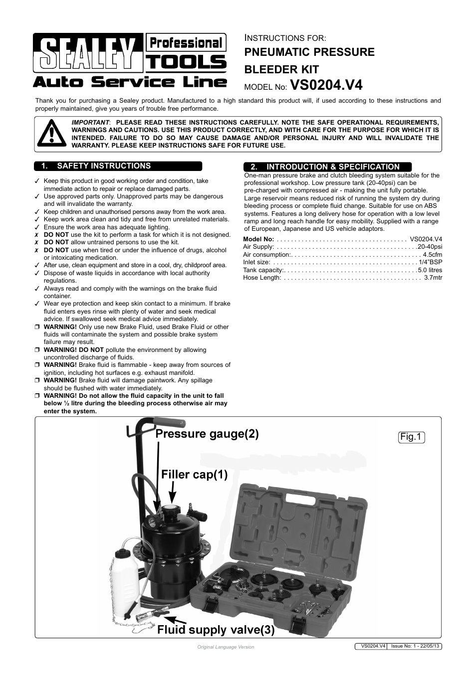 Sealey VS0204 User Manual | 3 pages