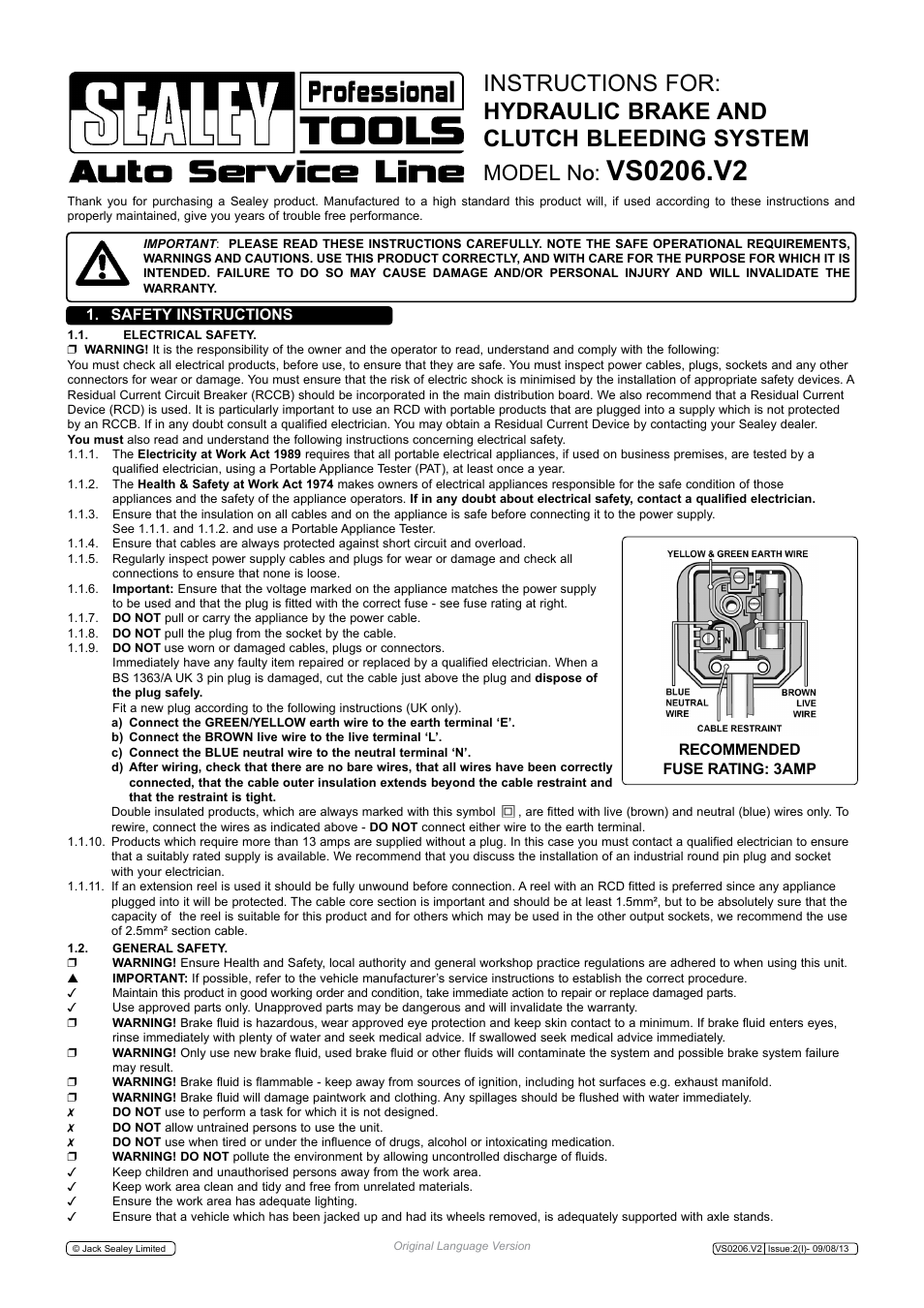 Sealey VS0206 User Manual | 3 pages