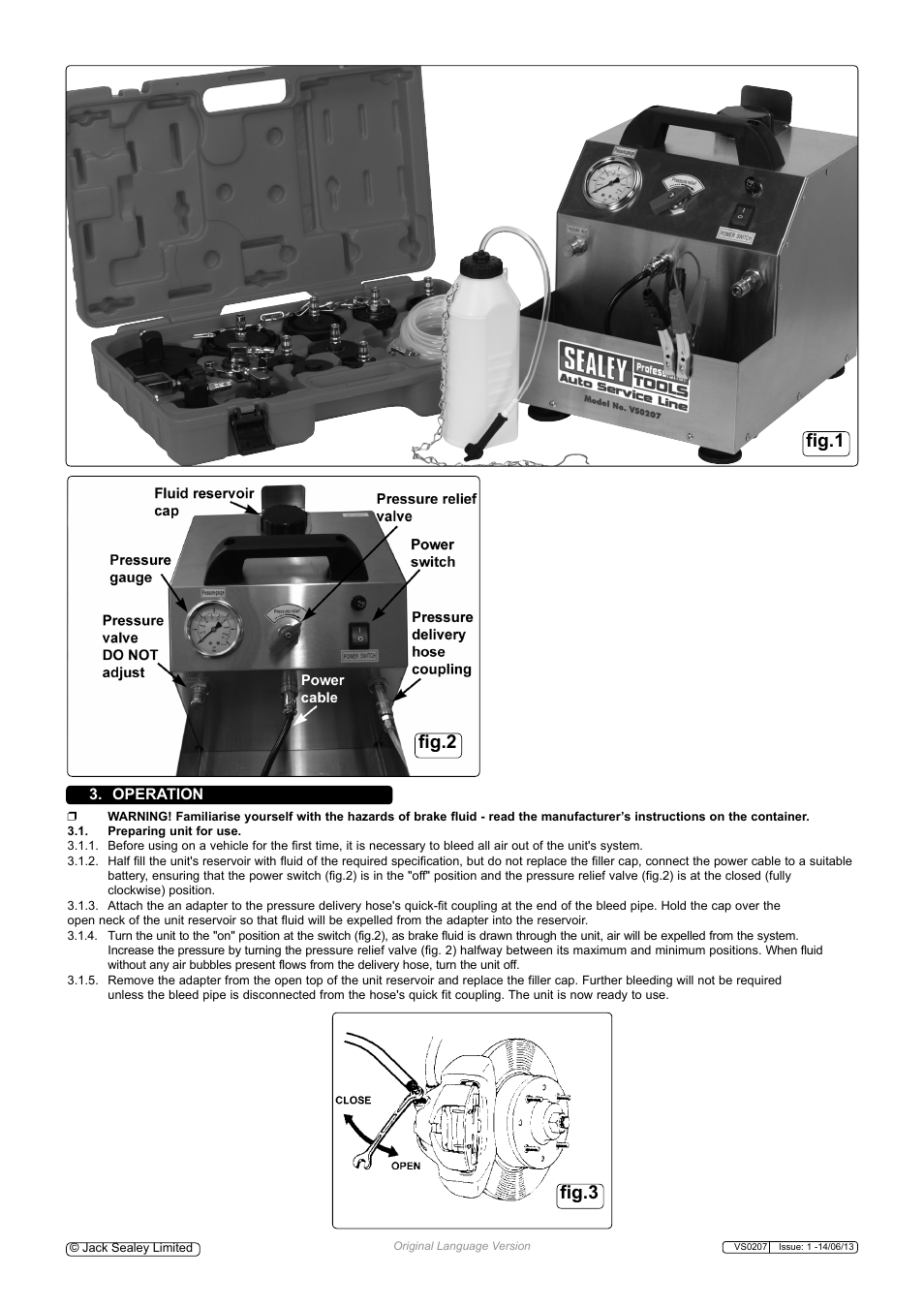 Fig.1, Fig.2 fig.3 | Sealey VS0207 User Manual | Page 2 / 3