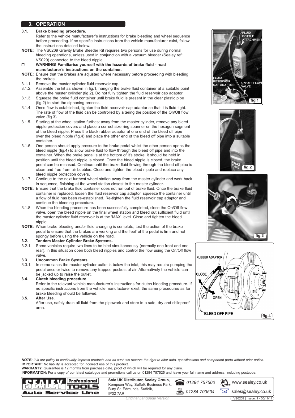 Operation | Sealey VS0209 User Manual | Page 2 / 2