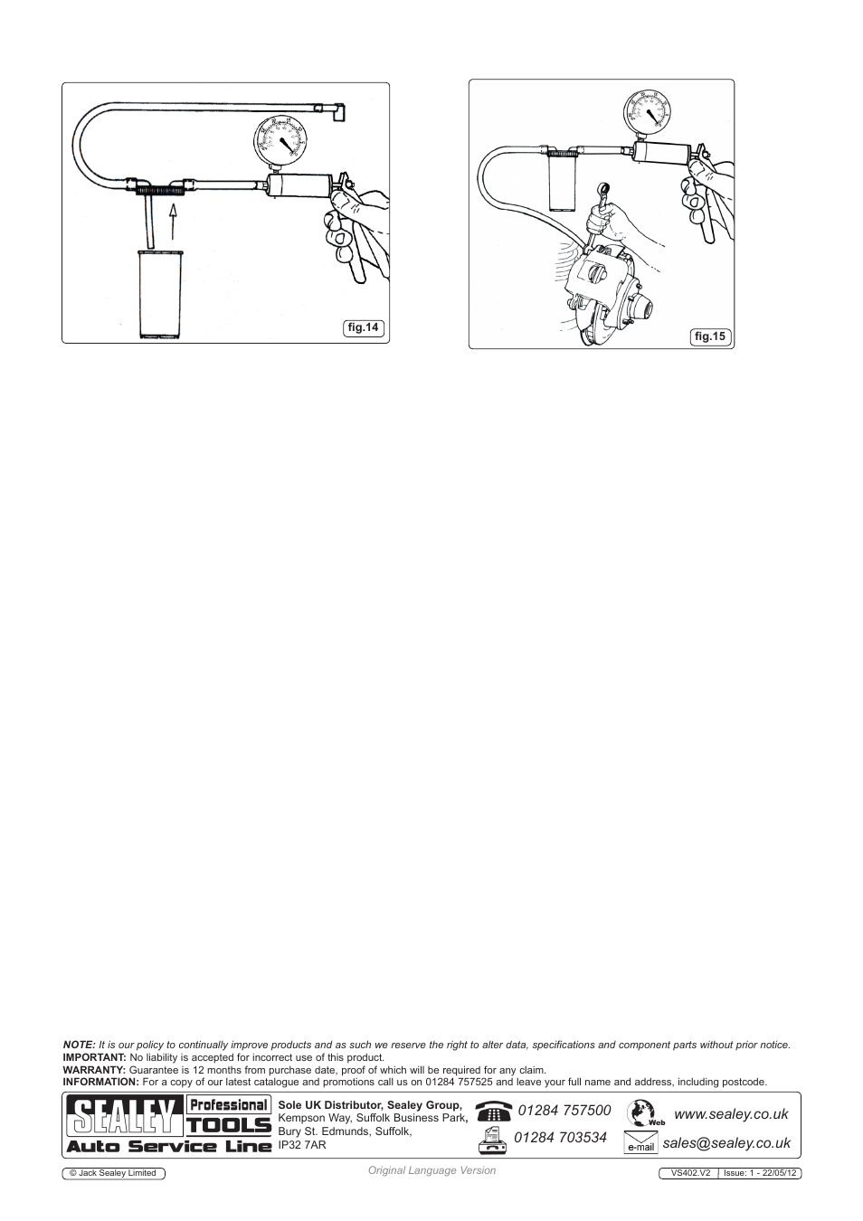 Sealey VS402 User Manual | Page 6 / 6