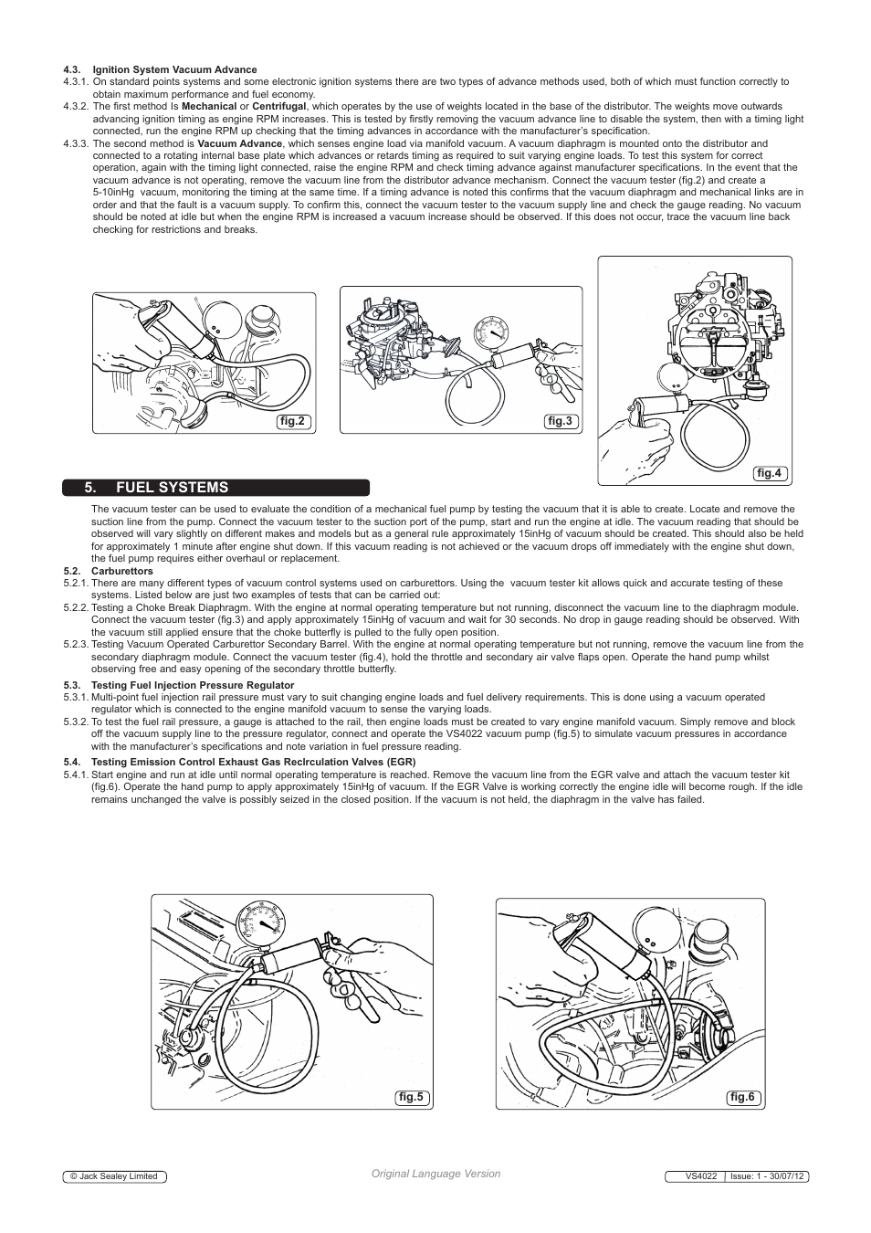 Fuel systems | Sealey VS4022 User Manual | Page 3 / 6