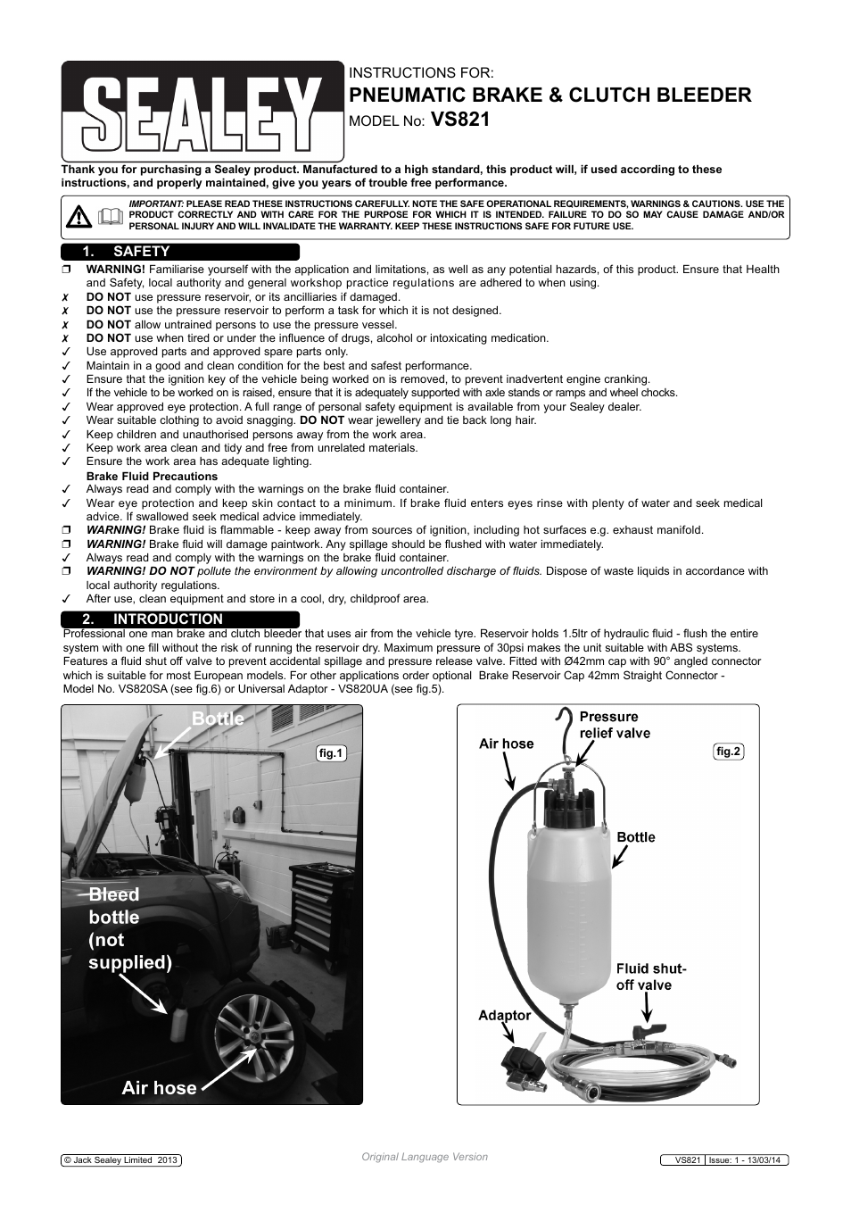 Sealey VS821 User Manual | 3 pages