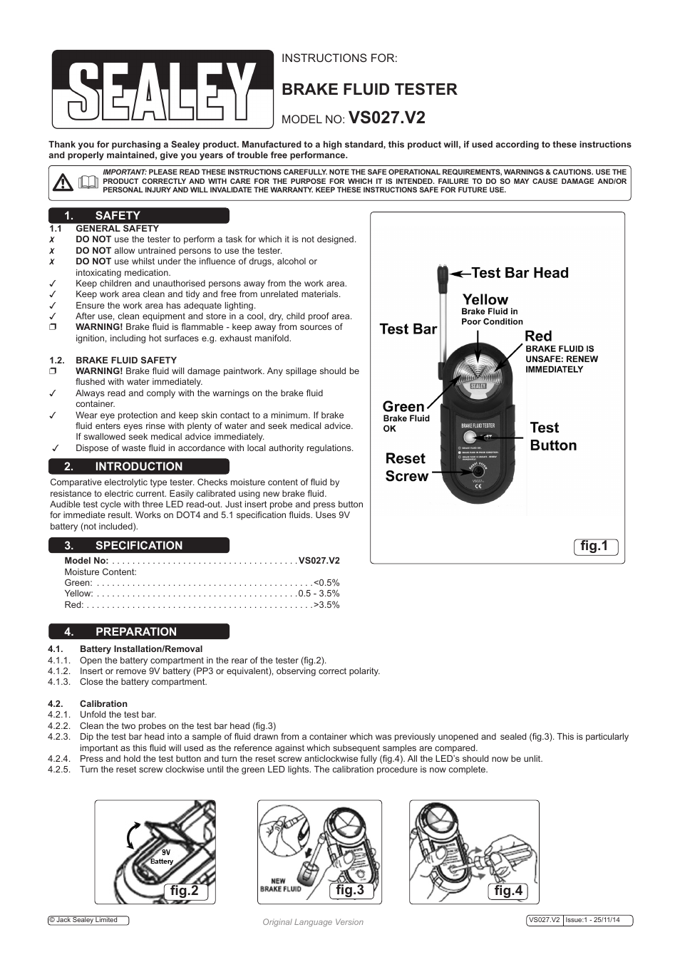 Sealey VS027 User Manual | 2 pages