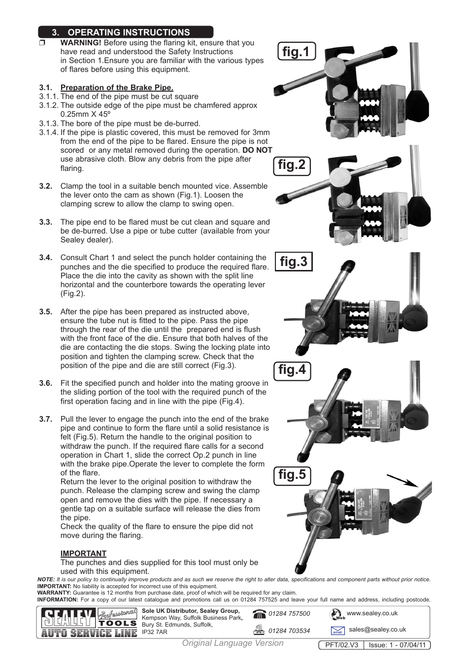Sealey PFT/02 User Manual | 3 pages