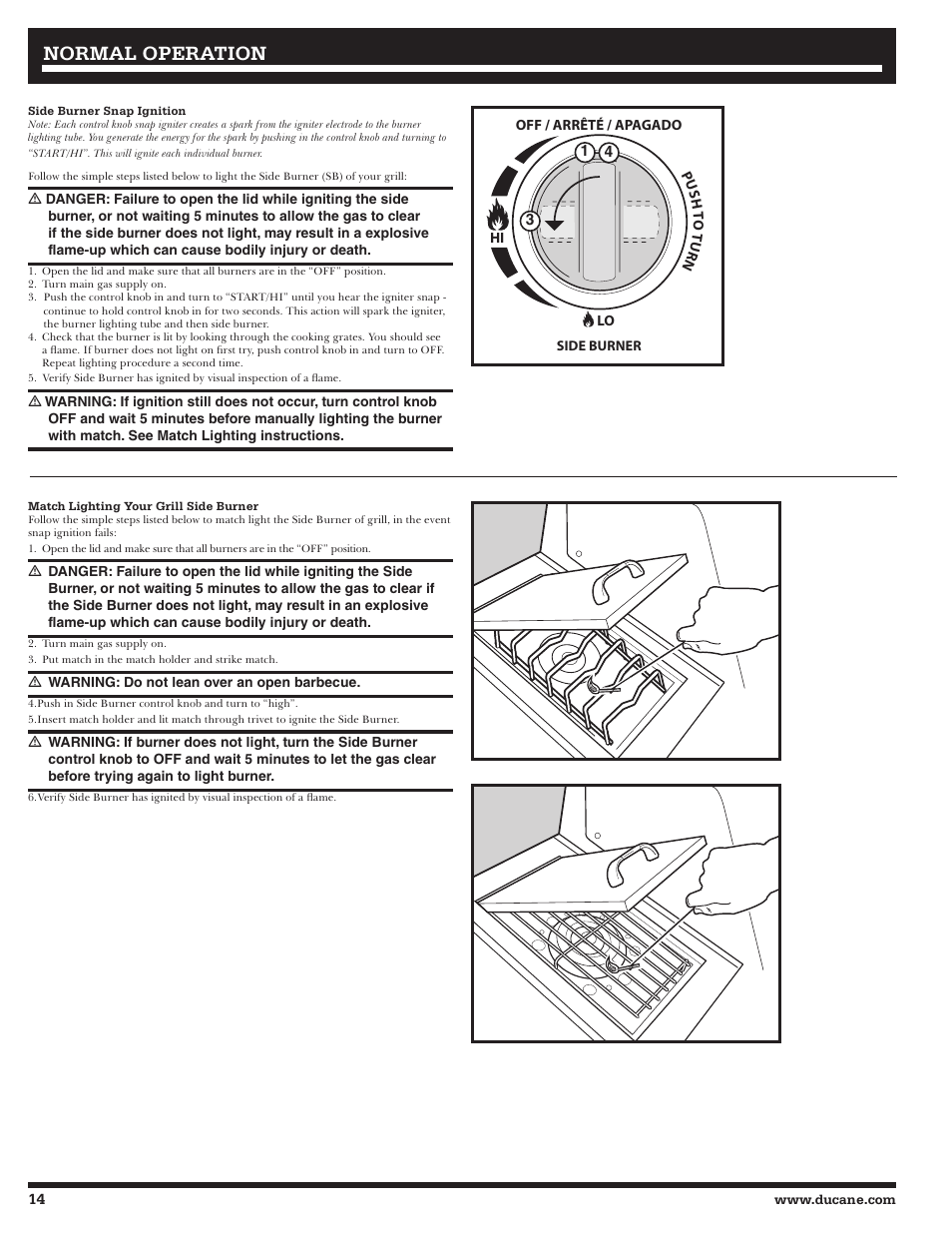 Normal operation | Ducane 20529917 User Manual | Page 14 / 56