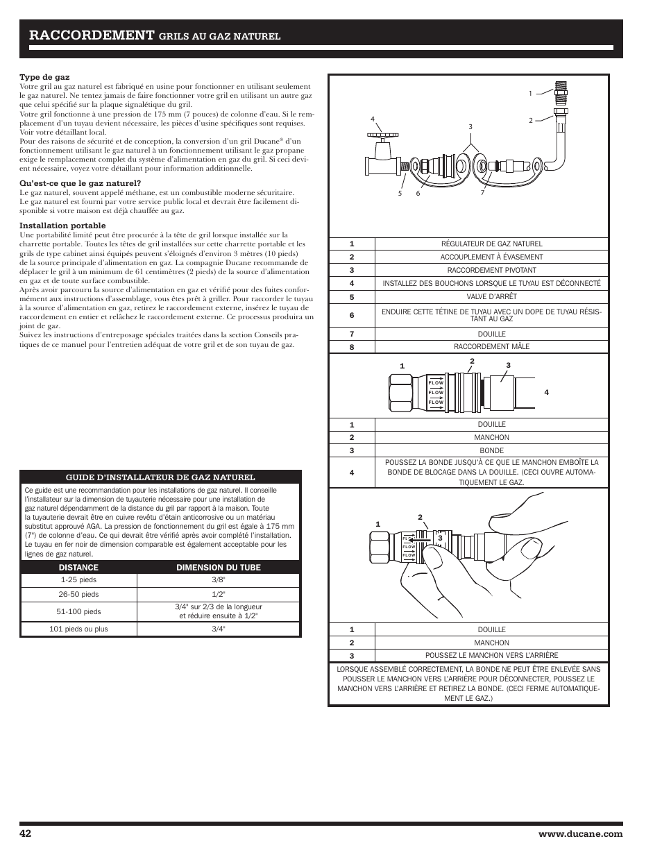 Rraccordement accordement, Grils au gaz naturel | Ducane 20529917 User Manual | Page 42 / 56