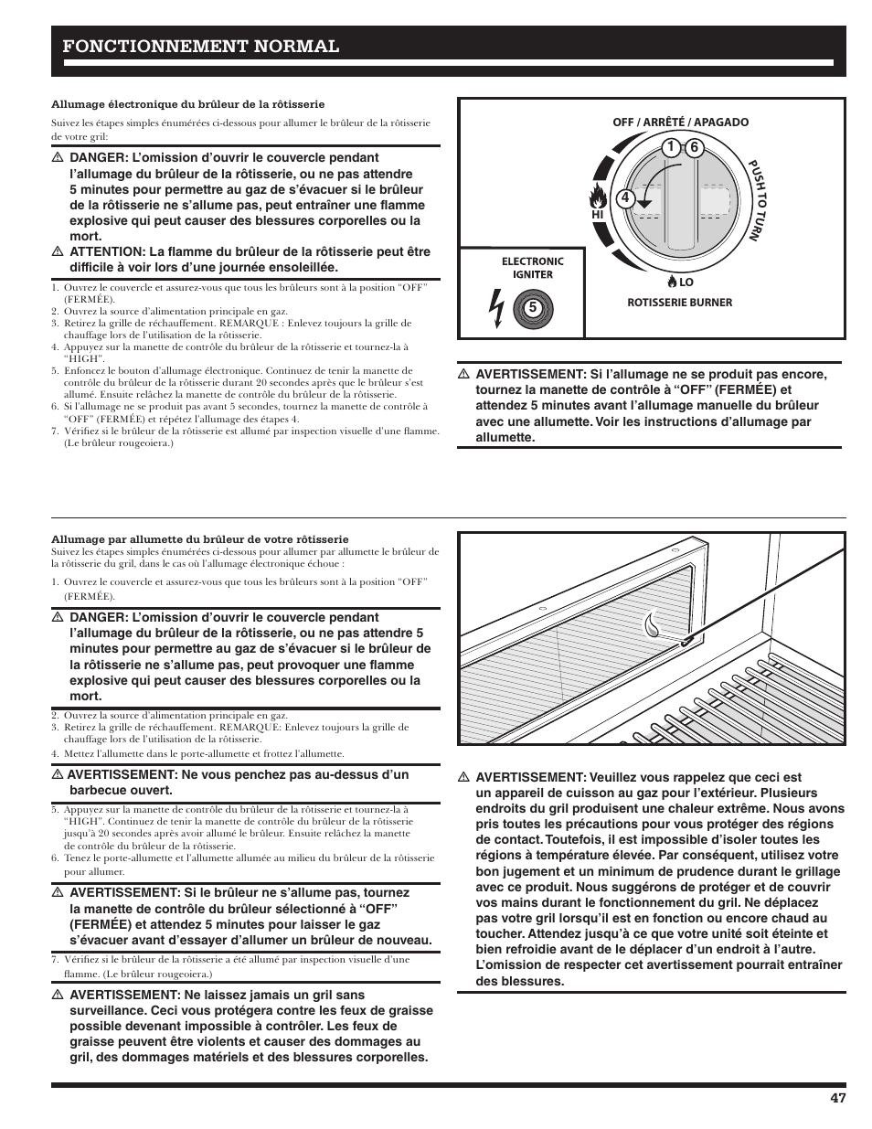 Fonctionnement, Fonctionnement normal normal | Ducane 20529917 User Manual | Page 47 / 56