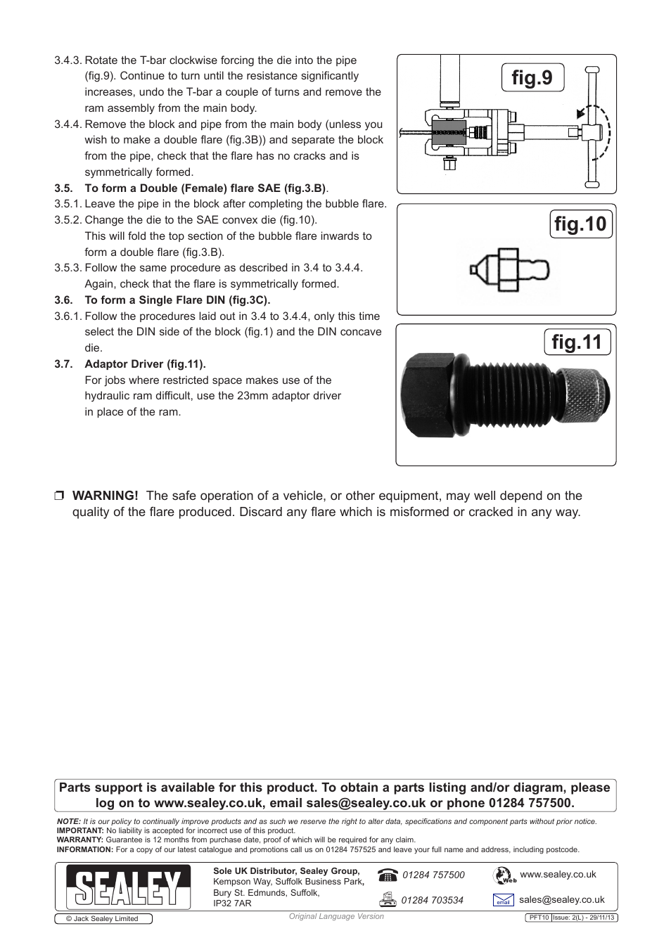 Fig.1 | Sealey PFT10 User Manual | Page 3 / 3