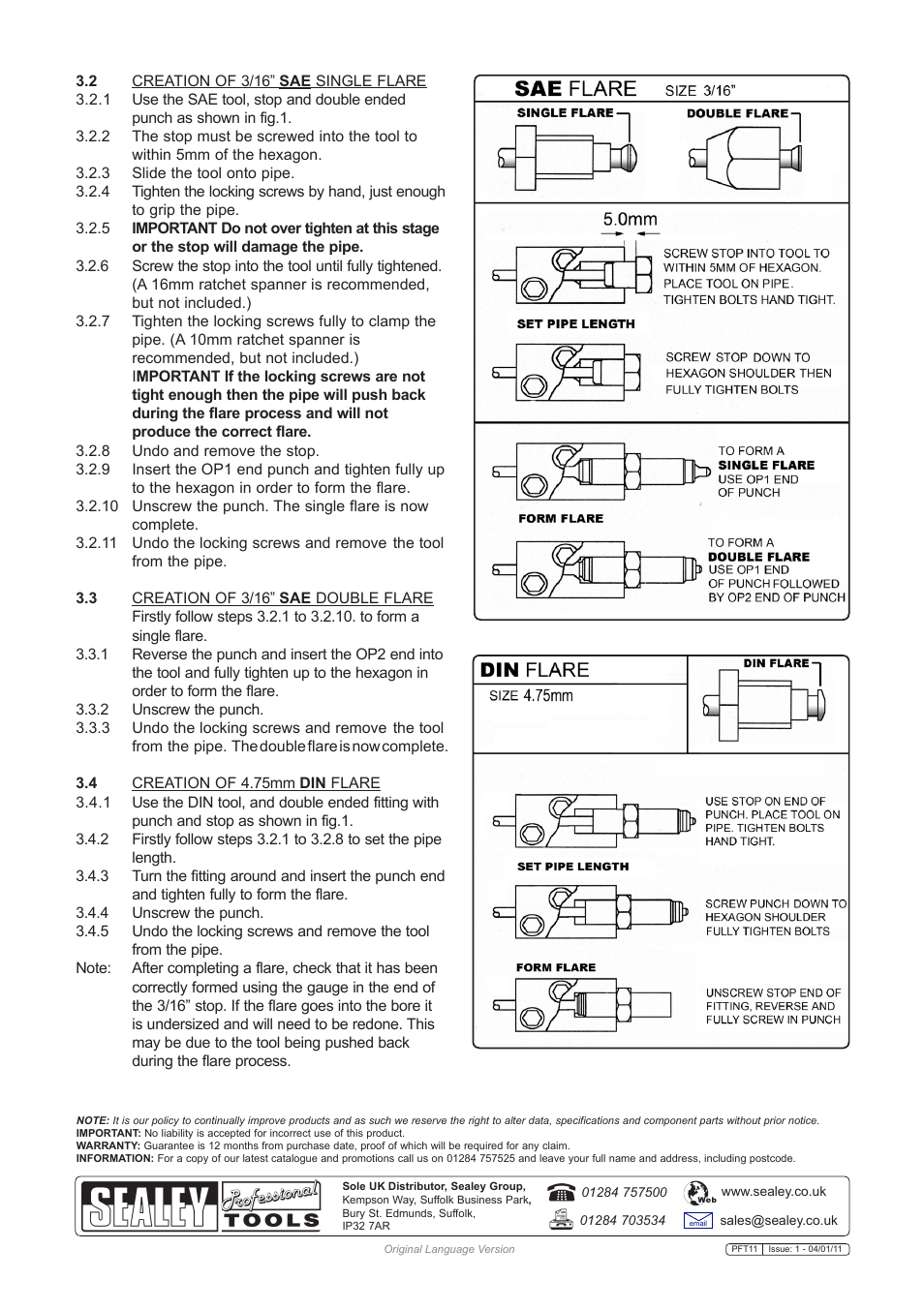 Sealey PFT11 User Manual | Page 2 / 2