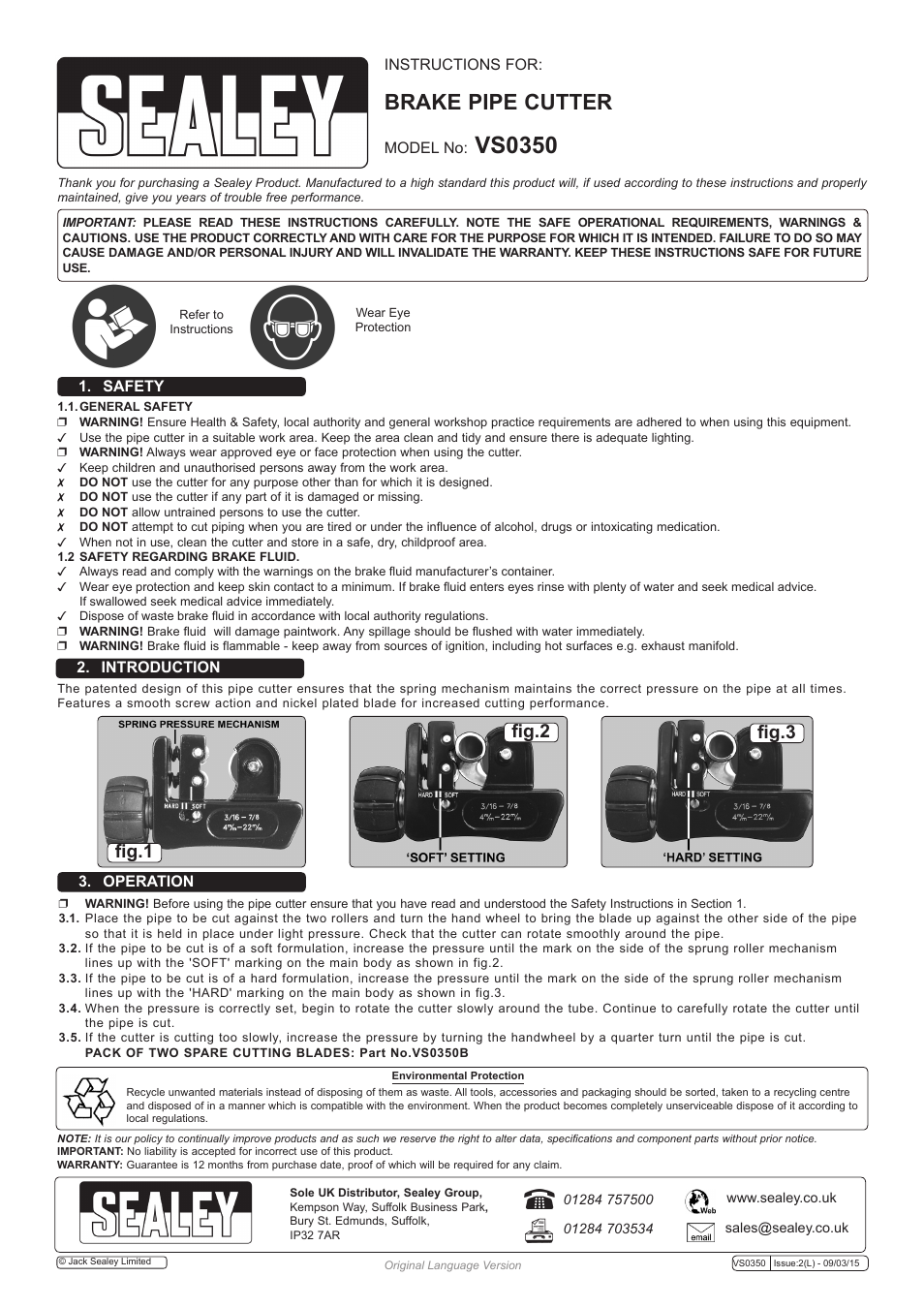 Sealey VS0350 User Manual | 1 page