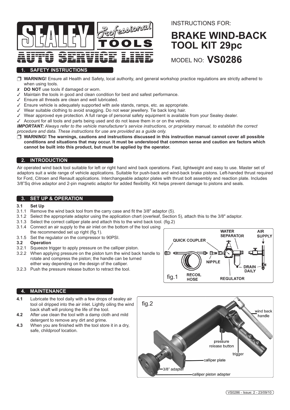 Sealey VS0286 User Manual | 2 pages