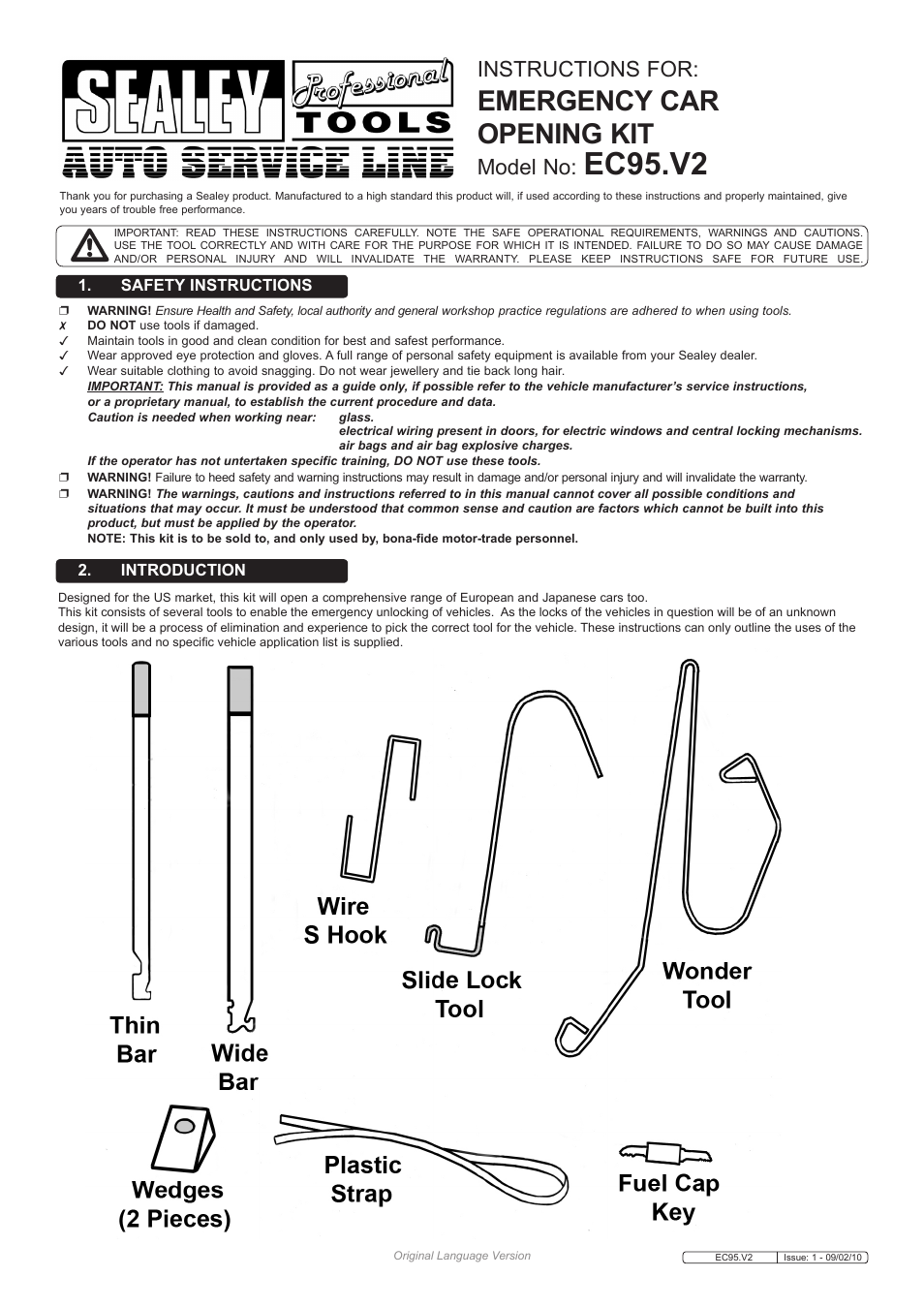Sealey EC95 User Manual | 2 pages
