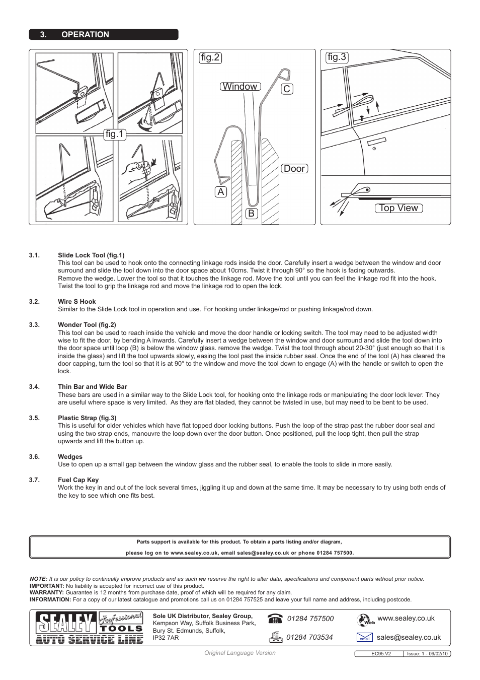 Fig.1 fig.3 fig.2 a b c door top view window | Sealey EC95 User Manual | Page 2 / 2
