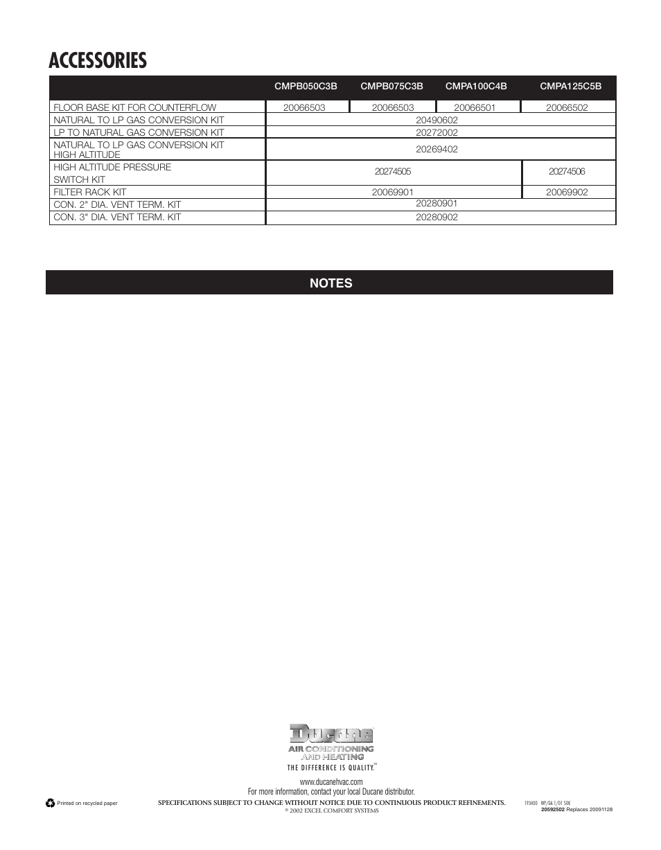 Accessories | Ducane Fits-All 92 User Manual | Page 4 / 4