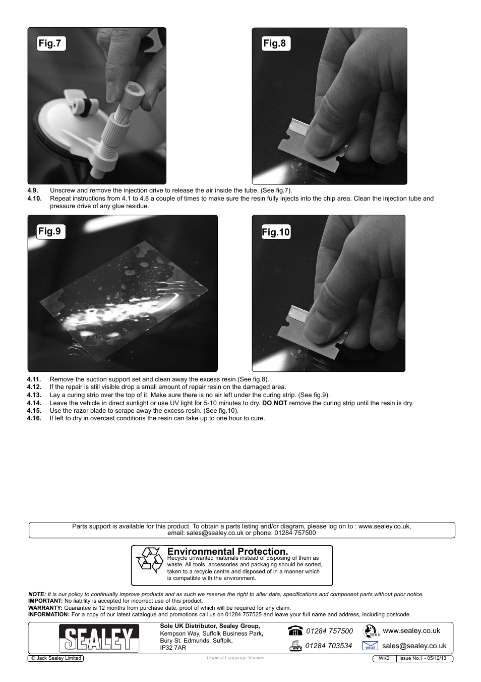 Environmental protection | Sealey WK01 User Manual | Page 3 / 3
