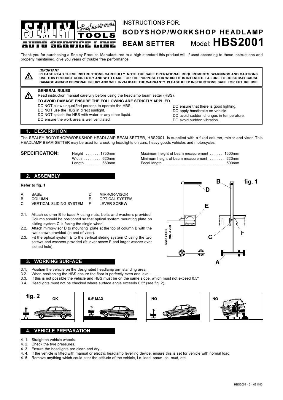 Sealey HBS2001 User Manual | 6 pages