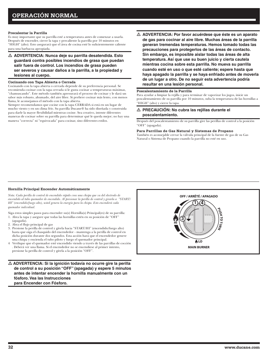 Operación normal | Ducane 2020806 User Manual | Page 32 / 64