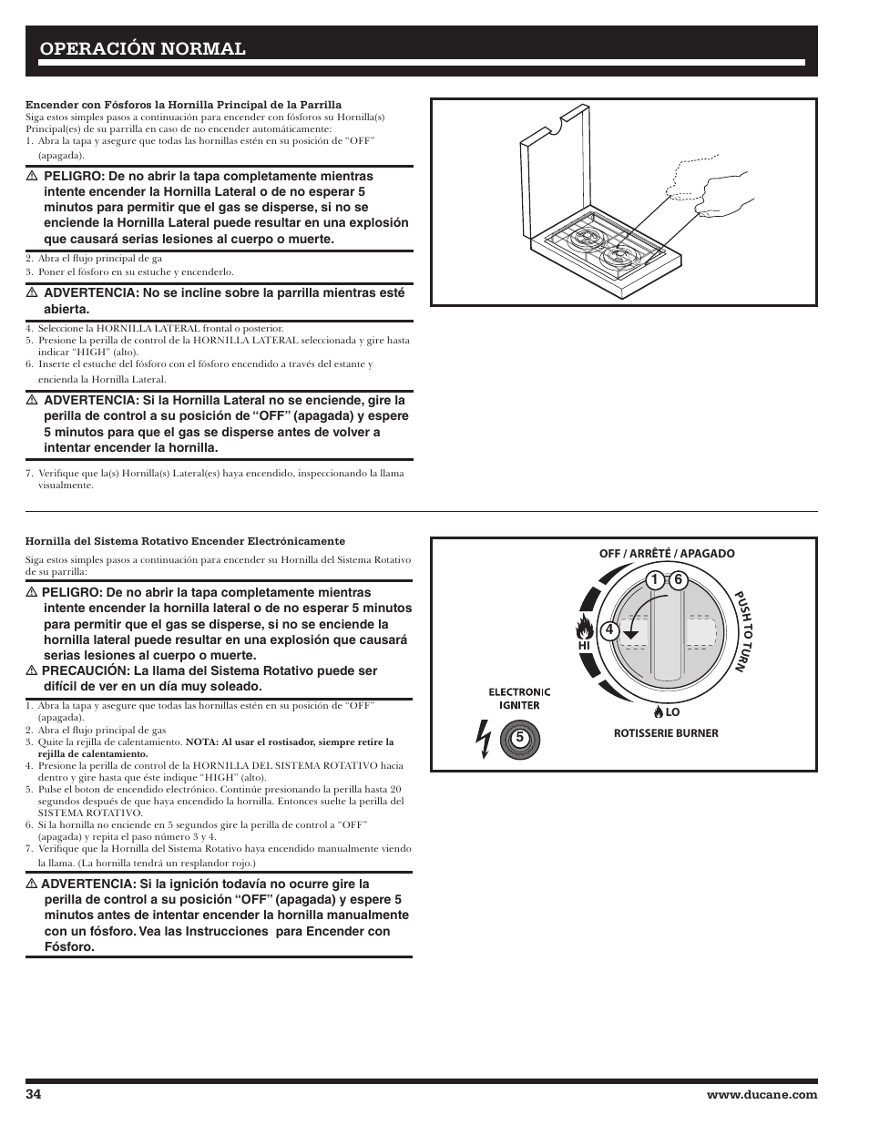 Operación normal | Ducane 2020806 User Manual | Page 34 / 64