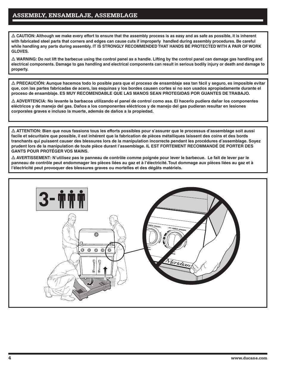 Assembly, ensamblaje, assemblage | Ducane 2020806 User Manual | Page 4 / 64