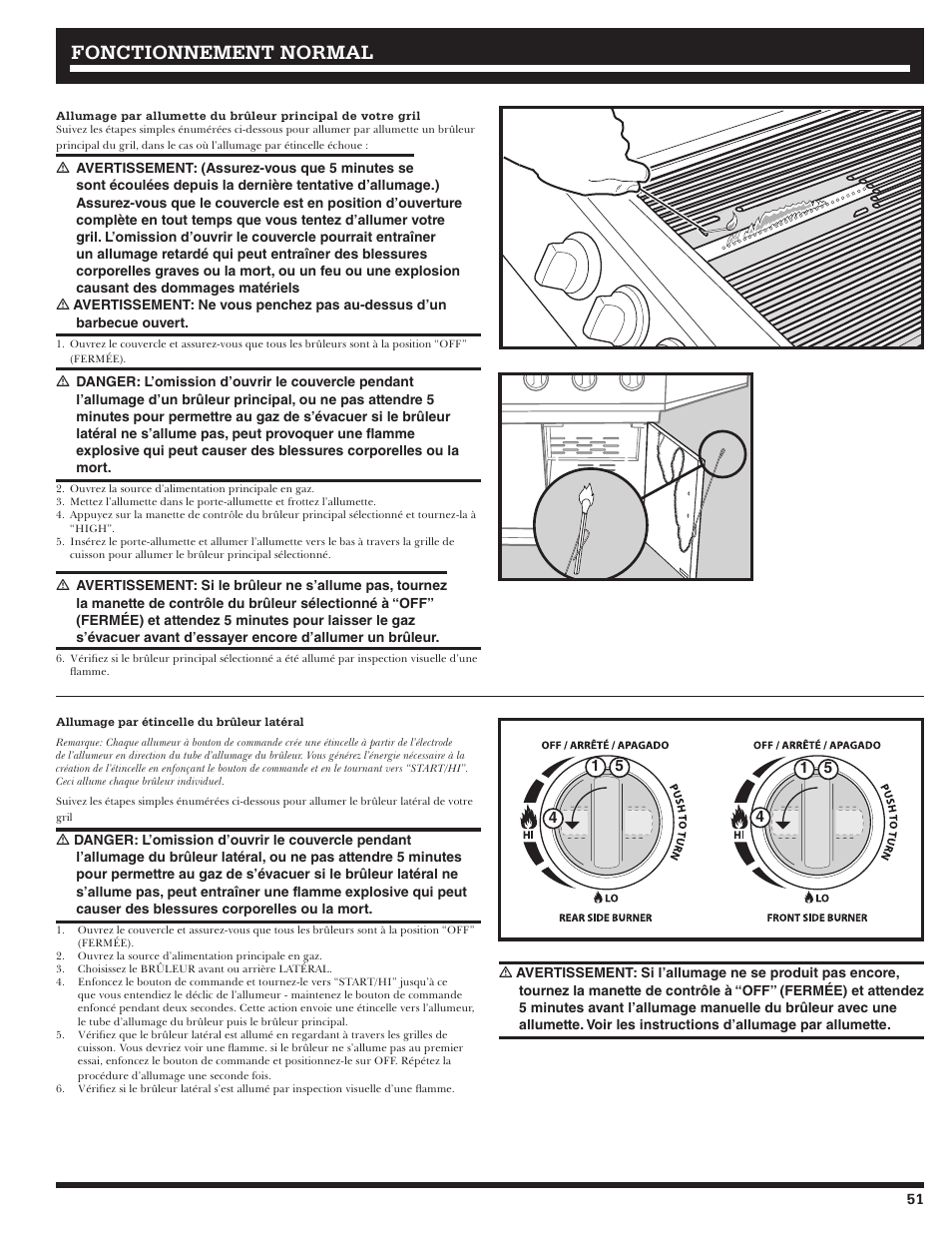 Fonctionnement, Fonctionnement normal normal | Ducane 2020806 User Manual | Page 51 / 64