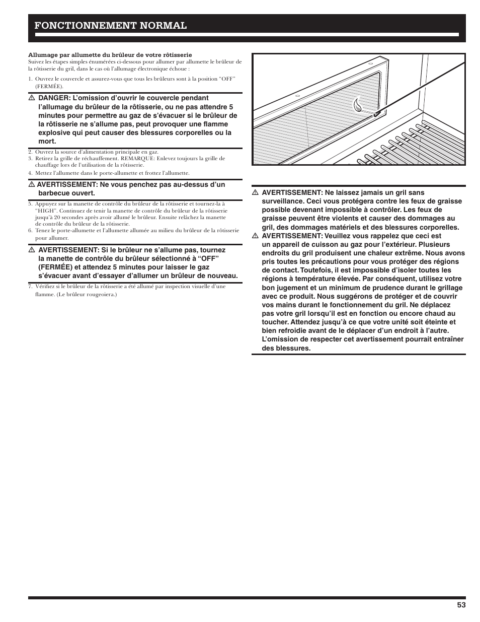 Fonctionnement, Fonctionnement normal normal | Ducane 2020806 User Manual | Page 53 / 64