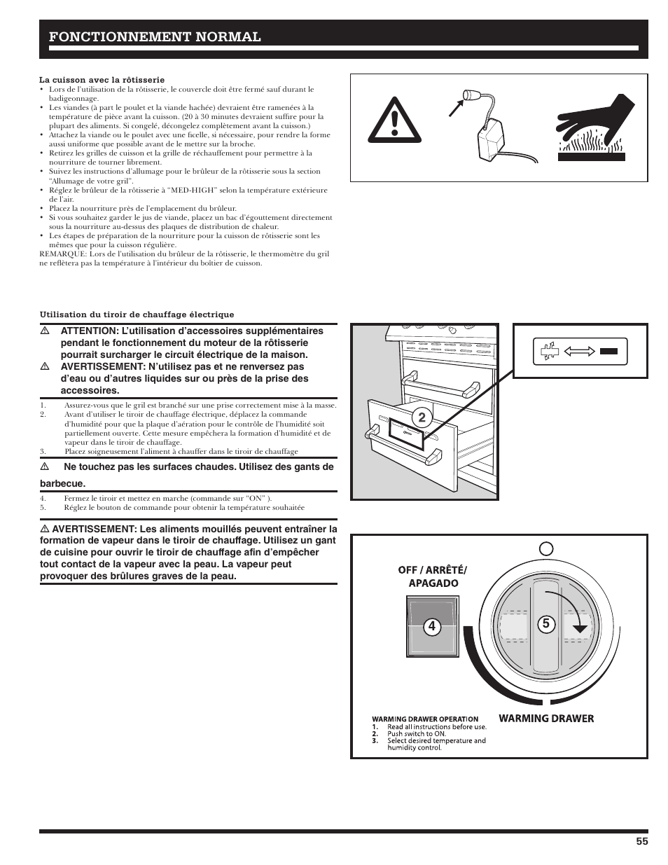 Fonctionnement, Fonctionnement normal normal | Ducane 2020806 User Manual | Page 55 / 64