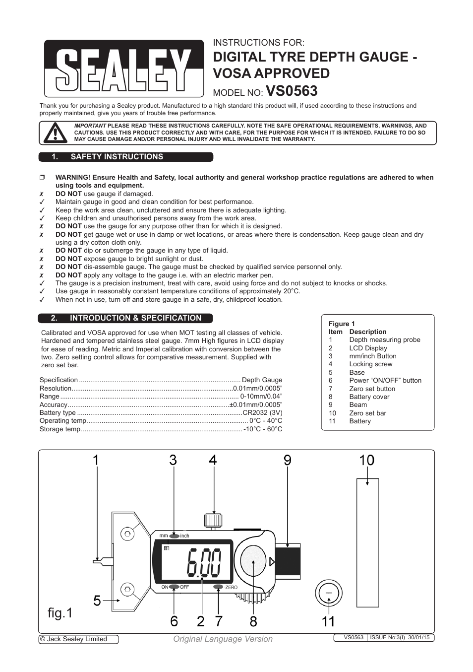 Sealey VS0563 User Manual | 2 pages