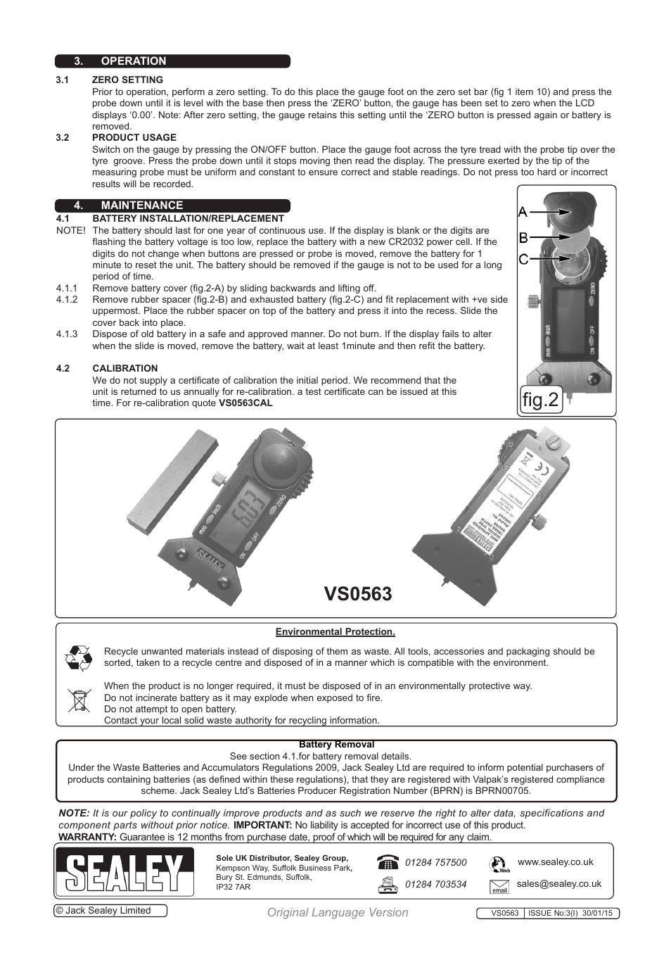 Original language version | Sealey VS0563 User Manual | Page 2 / 2