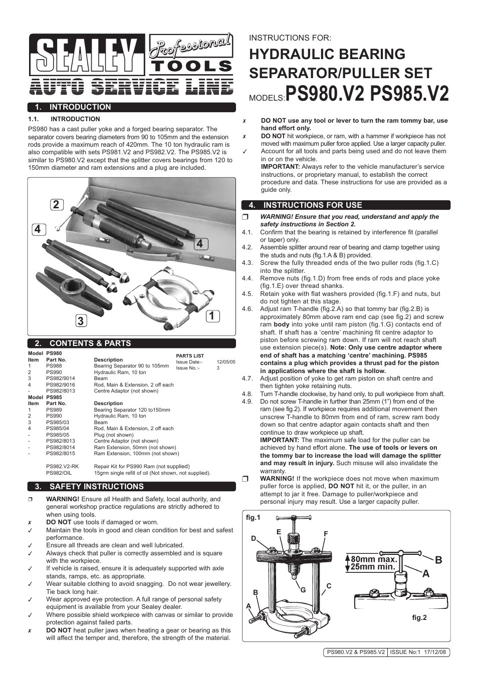 Sealey PS980 User Manual | 2 pages