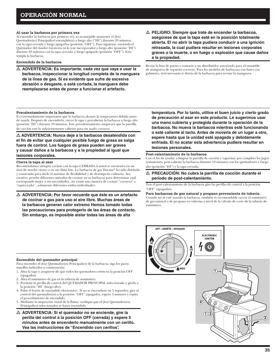 Operación normal | Ducane Natural 27010357 User Manual | Page 35 / 64