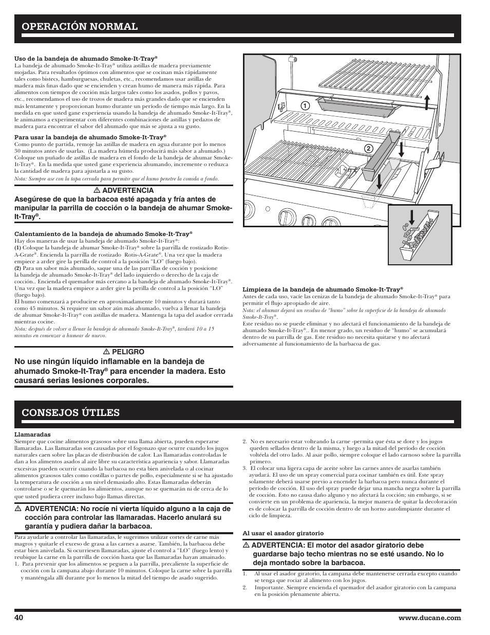 Operación normal, Consejos útiles, Ƽ peligro | Ducane Natural 27010357 User Manual | Page 40 / 64