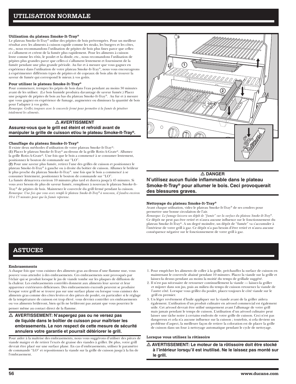 Utilisation normale, Astuces, Ƽ danger | Ducane Natural 27010357 User Manual | Page 56 / 64