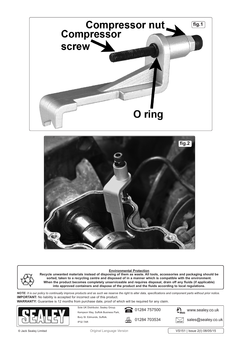 Fig.1 fig.2 | Sealey VS151 User Manual | Page 2 / 2