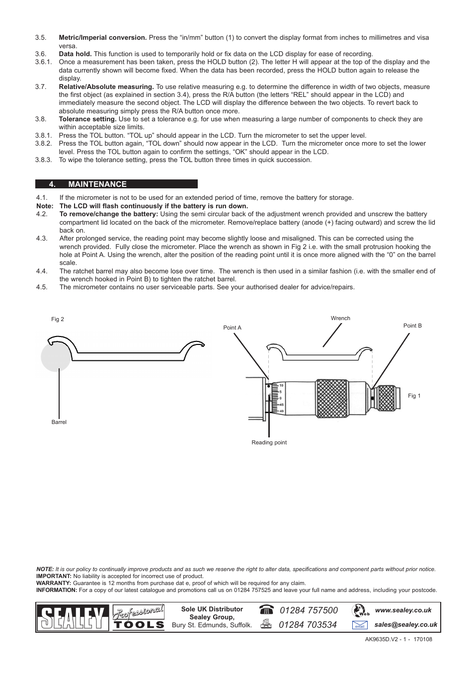Sealey AK9635D User Manual | Page 2 / 2