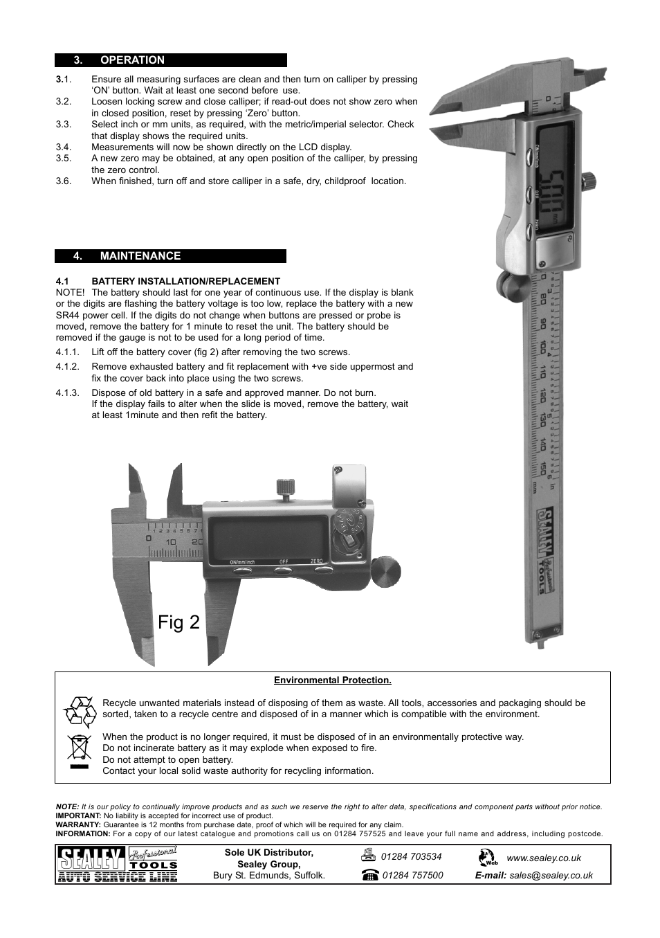 Fig 2 | Sealey AK9621EV User Manual | Page 2 / 2