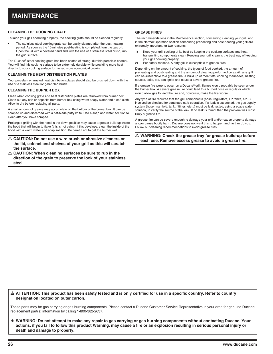 Maintenance | Ducane 3100 User Manual | Page 26 / 60