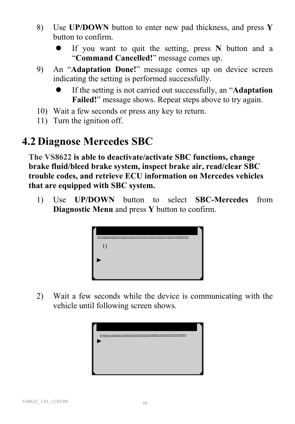 Diagnose mercedes sbc, 2 diagnose mercedes sbc | Sealey VS8622 User Manual | Page 17 / 36