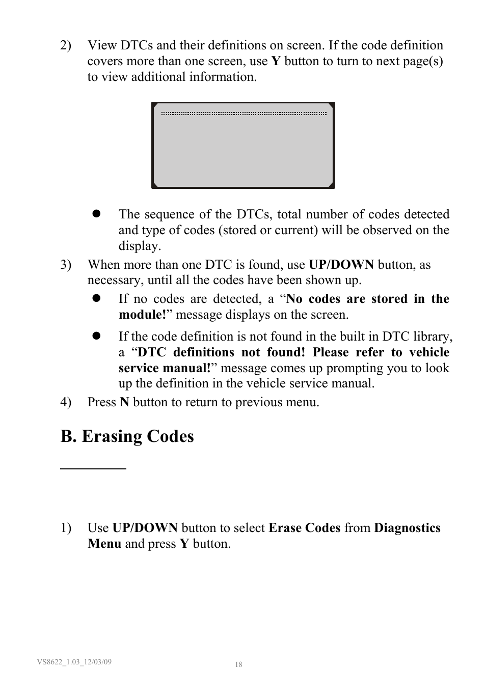 B. erasing codes | Sealey VS8622 User Manual | Page 19 / 36