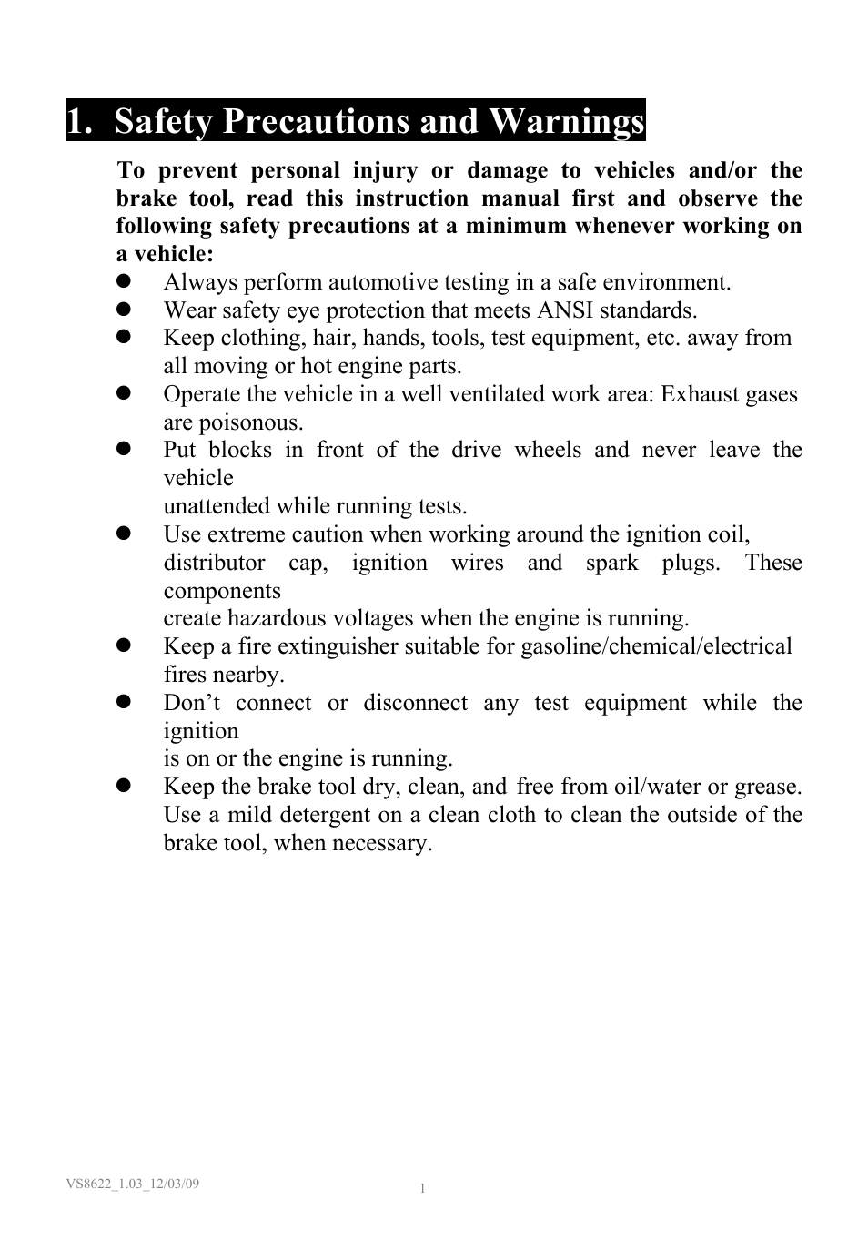 Safety precautions and warnings | Sealey VS8622 User Manual | Page 2 / 36