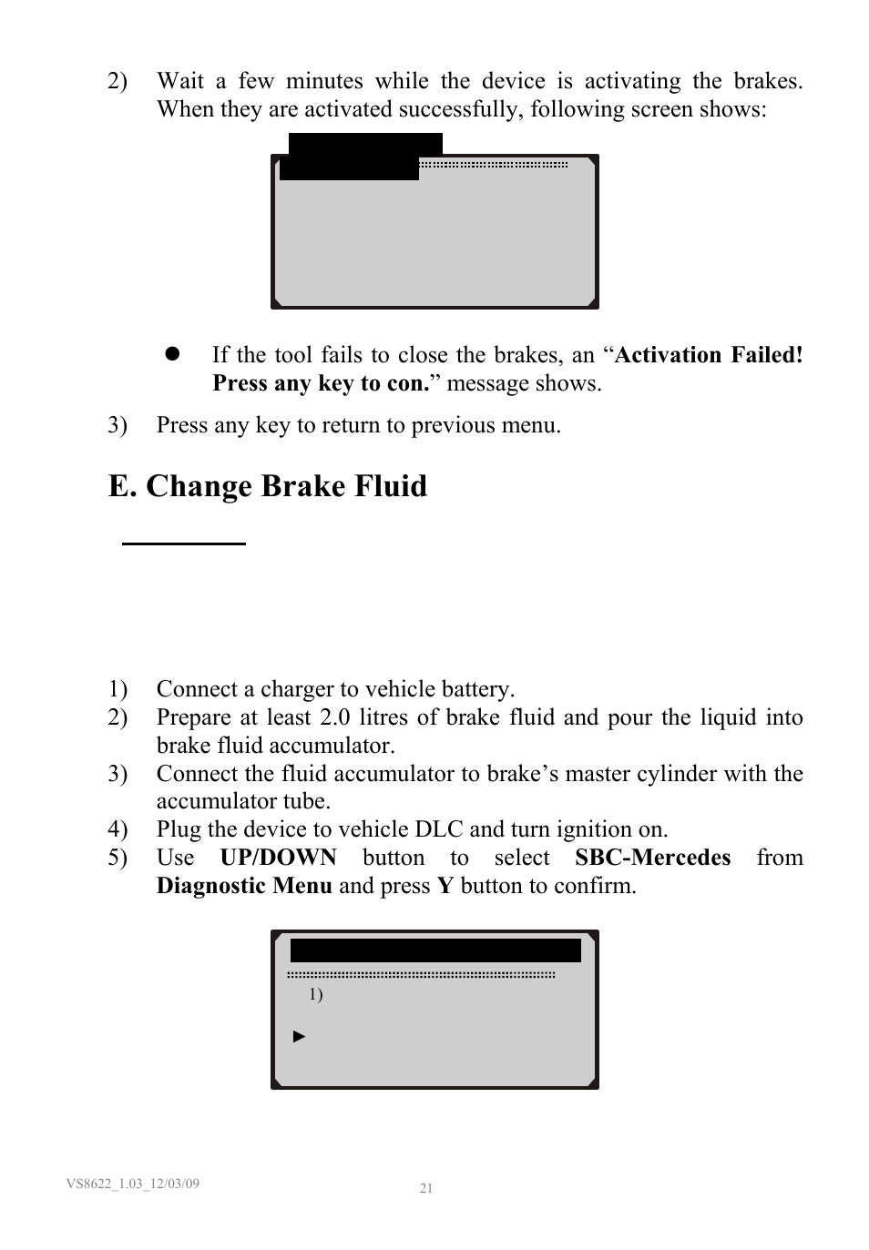 E. change brake fluid | Sealey VS8622 User Manual | Page 22 / 36