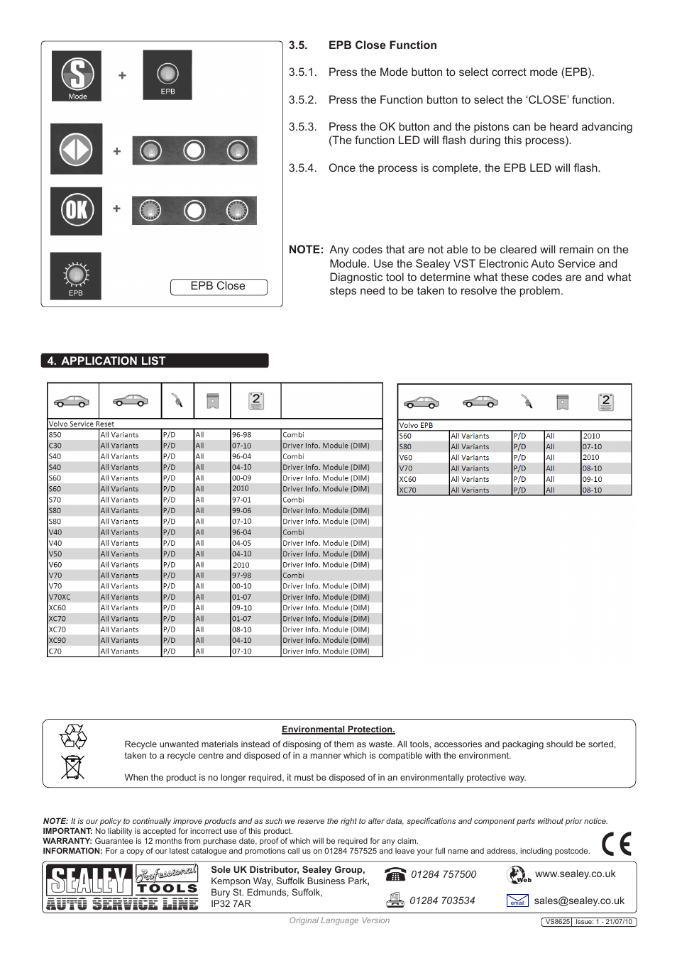 Sealey VS8625 User Manual | Page 4 / 4